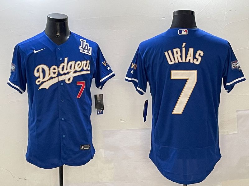 Men Los Angeles Dodgers #7 Urias Blue Gold Elite 2025 Nike MLB Jersey style 9->los angeles dodgers->MLB Jersey